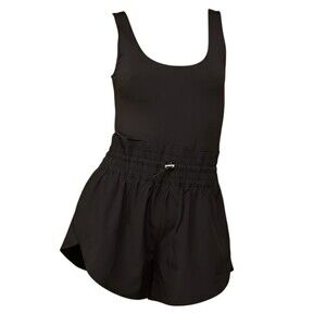 ANWND SQUARE NECK TANK DOUBLE LAYER BLACK ROMPER LARGE